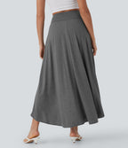 SoCinched High Waisted Tummy Control High Low 2-in-1 Flowy Maxi Casual Skirt