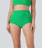 High Waisted Texture Bikini Bottom Swimsuit