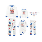 Christmas Family Holiday Blue Pajama Set Showcasing Gnome Print Design