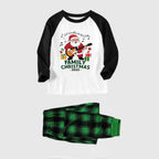 Black Raglan Top Green Plaid Christmas Pajamas Set With "Merry Christmas 2025" and Santa Claus Print