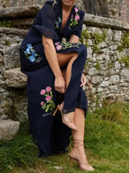 NEW🔥 V Neck Floral Embroidered Ruffle Dress- Tax Free