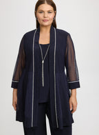 Embellished Jacket, Top & Pants Set