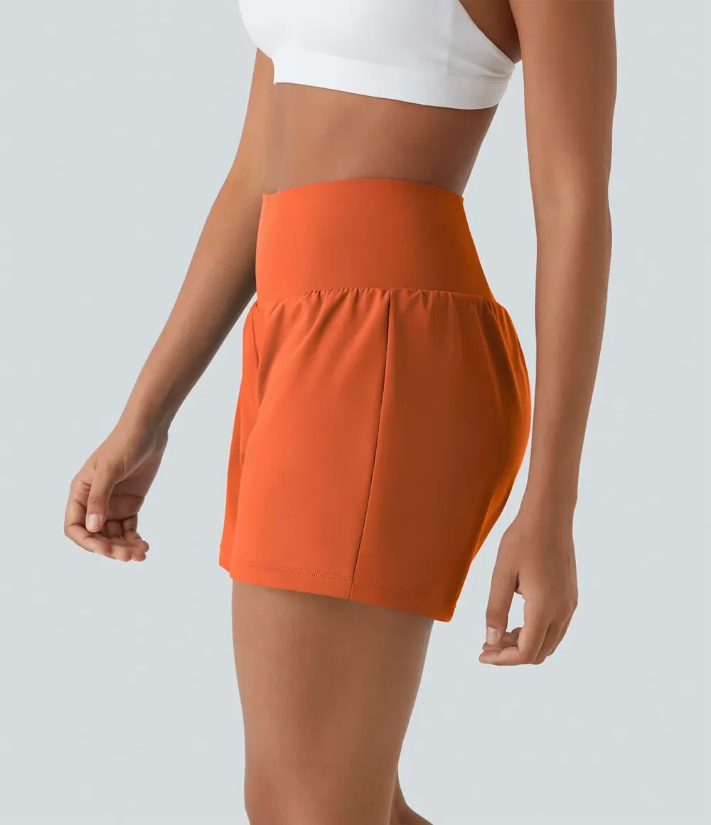 2026🔥UK Super High Waisted Back Pocket & Side Hidden Pocket 2-in-1 Yoga Shorts