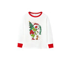 Family Christmas White Pajamas Set With Cute Xmas Pattern Print