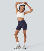 SpeedWaveTM High Waisted Contrast Mesh Quick Dry Cycling Chamois Padded Biker Shorts 5'' with Pockets