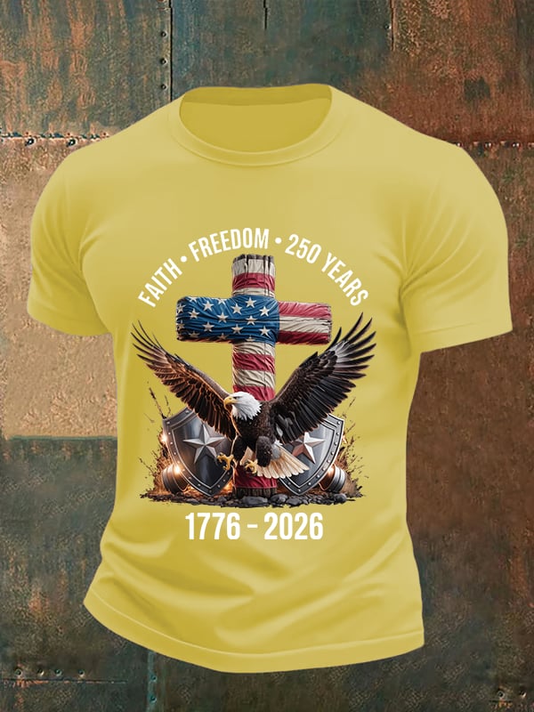 Men's  Faith-Freedom-Legacy 250 years strong Print T-Shirt
