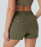 High Waisted Casual Shorts with Pockets