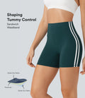 SoftlyZeroTM QuickDry SoCinched High Waisted Tummy Control Color Block Yoga Biker Shorts 5''