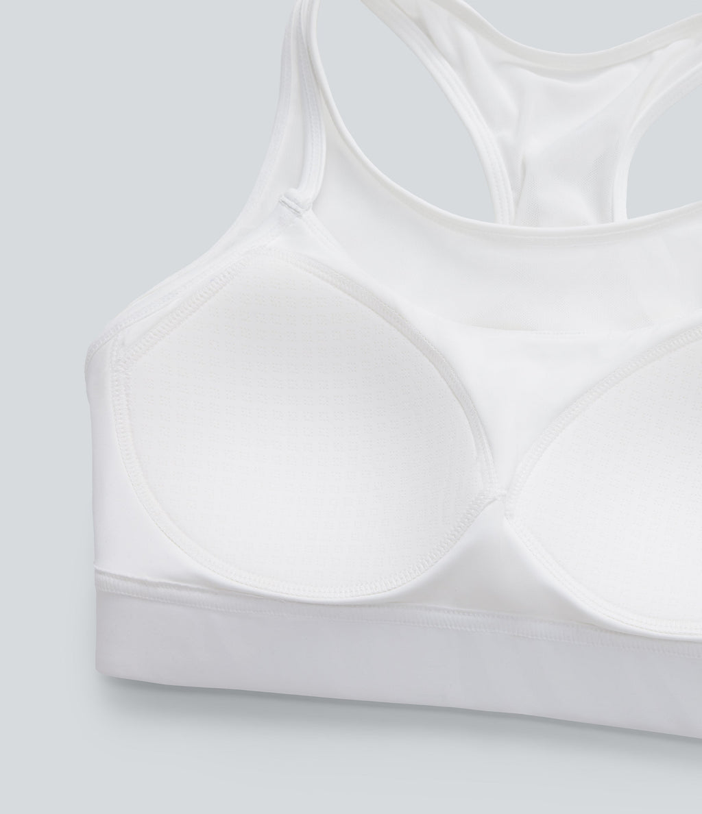 SpeedWaveTM Medium Support Racerback Contrast Mesh Quick Dry Training Sports Bra