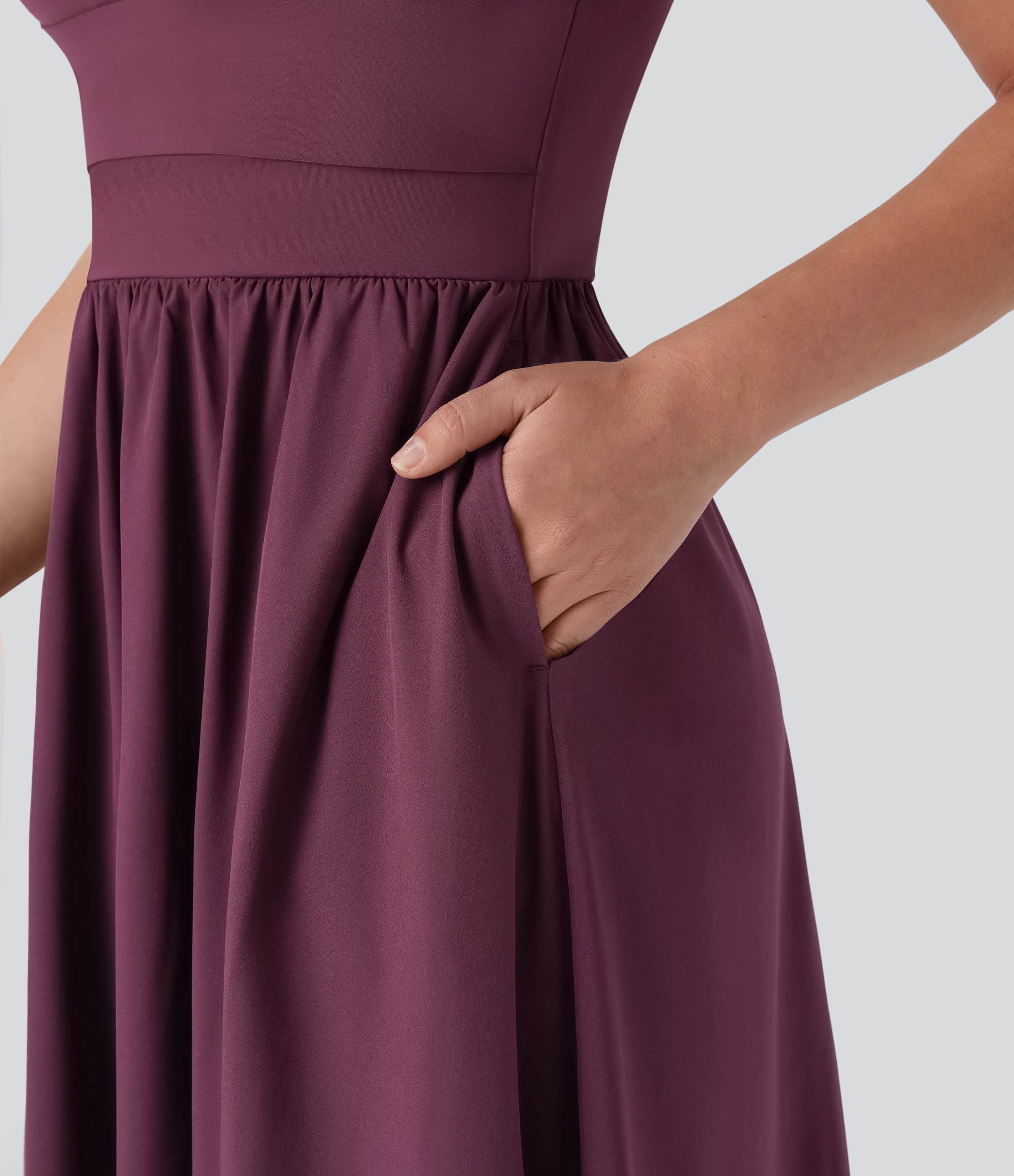 BreezefulTM Push Up Flowy Quick Dry Maxi Casual Dress with Pockets-D/DD/DDD/F Cups