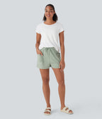 High Waisted Drawstring Casual Shorts with Pockets