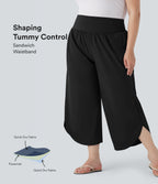 Plus Size BreezefulTM SoCinched High Waisted Tummy Control Hem Quick Dry Pants with Pockets