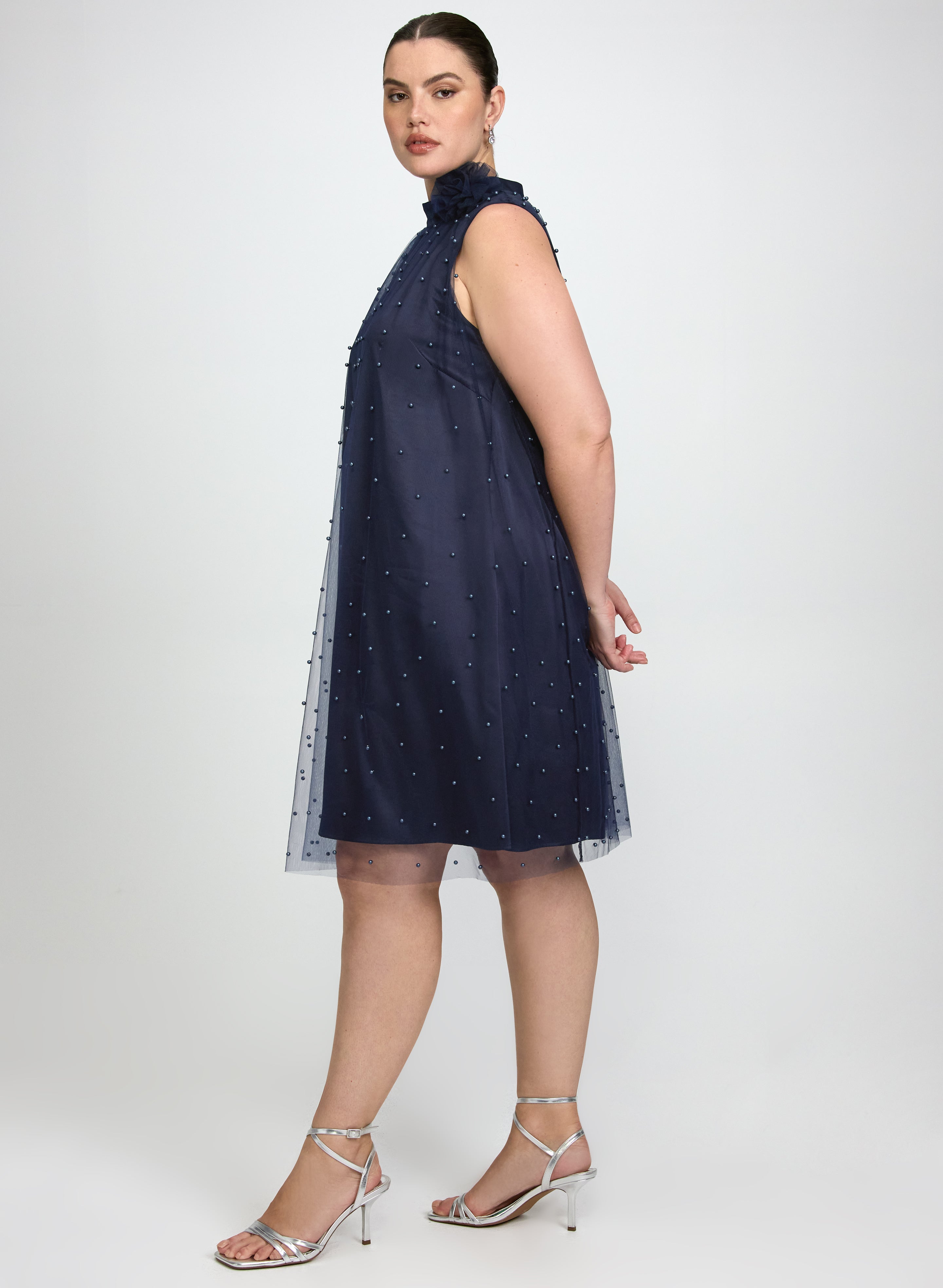 Tonal Pearl Embellished Dress