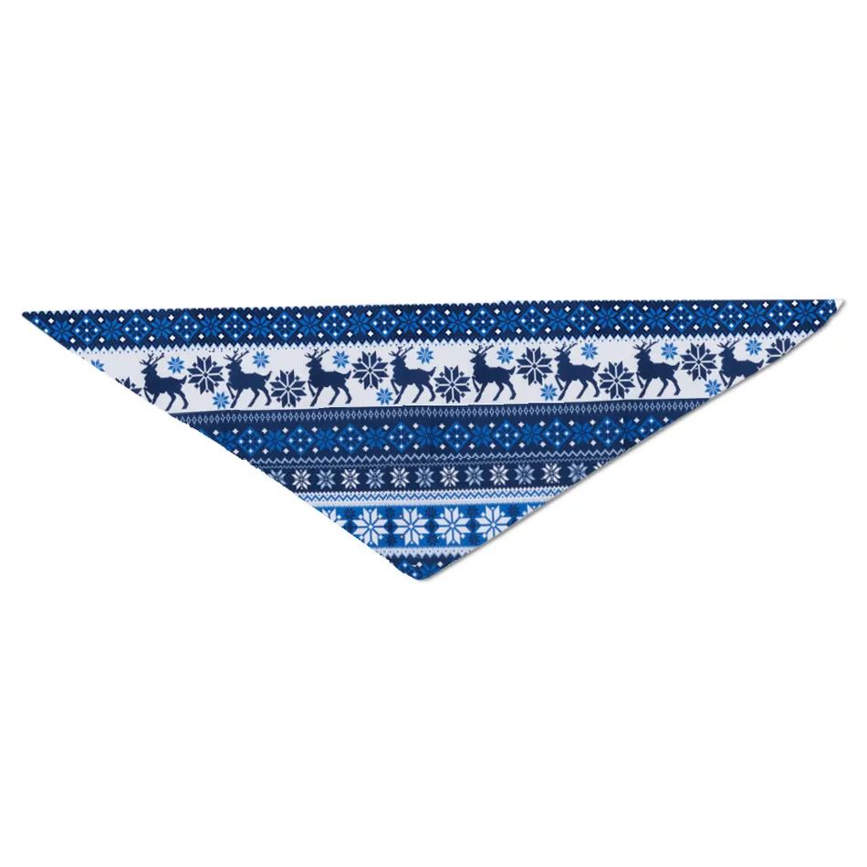 "2025 Family Chriatmas" Quirky Heart Letter Print Blue Long Sleeve Family Matching Pajamas With Dog bandana