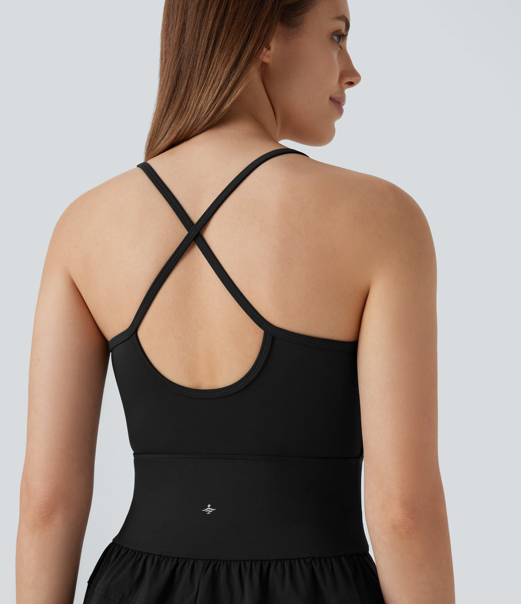 Water Repellent Crisscross Backless Side Pockets Ripstop Hiking Cargo Jumpsuit