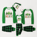 Green Raglan Top Green Plaid Christmas Pajamas Set With "BELIEVE" and Christmas Tree Print