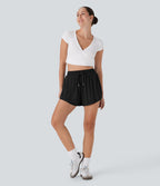 High Waisted Drawstring 2-in-1 Casual Shorts with Pocket