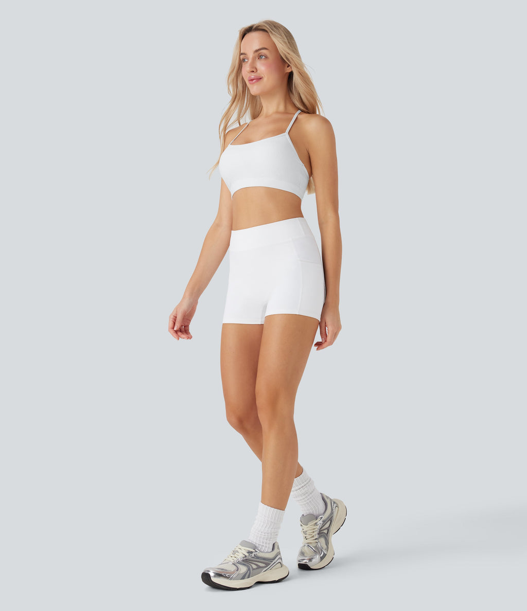 Ribbed Low Support Cut Out Yoga Sports Bra