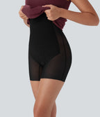 V-neck Zipper Bodycon Midi Work Built-in Mesh Shapewear Dress