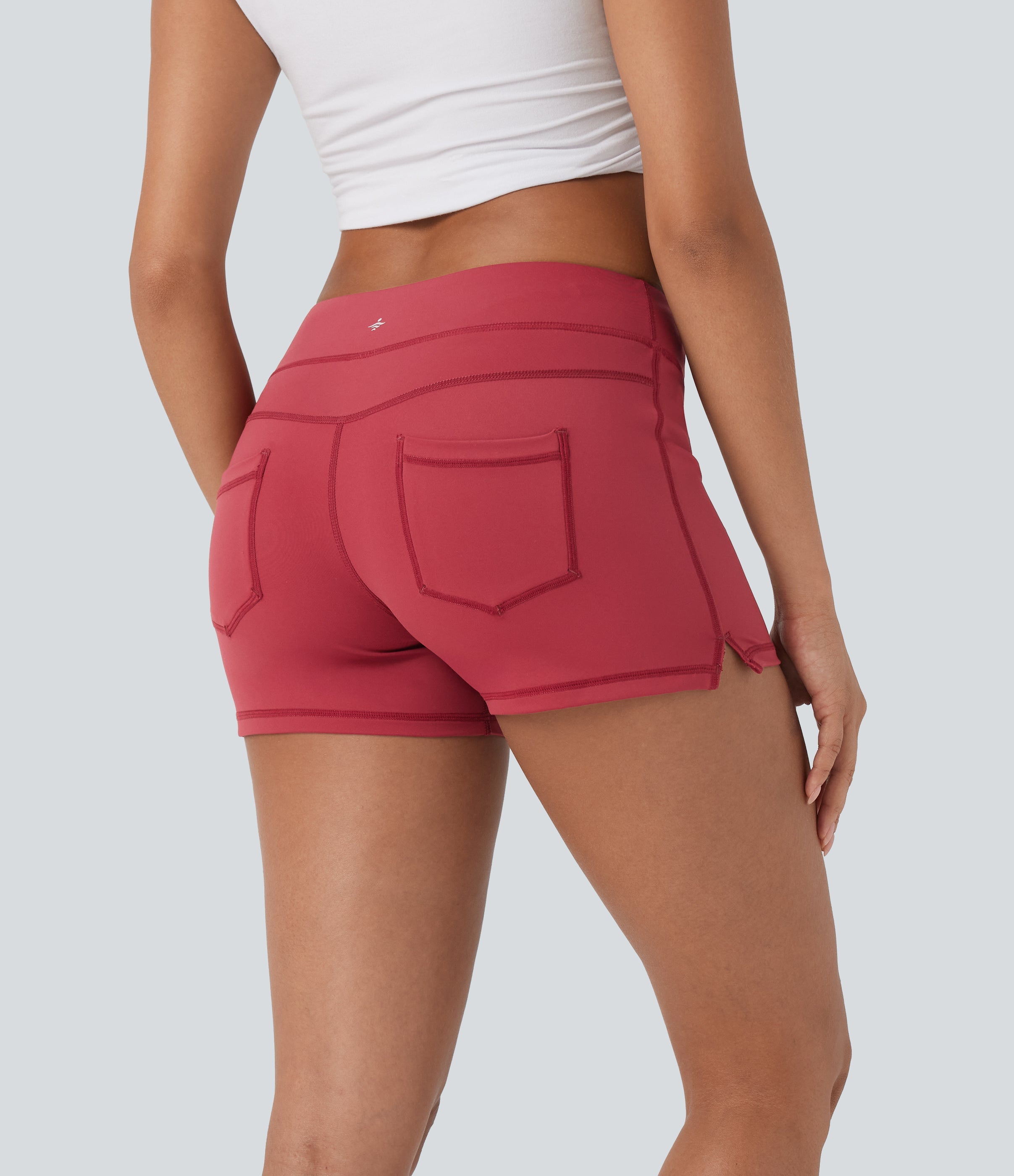 Low Rise Yoga Biker Shorts 3'' with Pockets