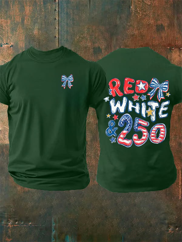 Men's  RED WHITE &250  Print  T-Shirt