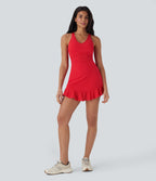 SoftlyZeroTM Contrast Lace 2-Piece Mini Yoga Active Dress with Pocket