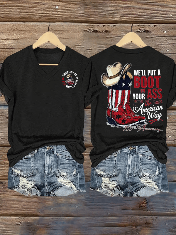 Women's  WE'LL PUT A BOOT Print T-Shirt