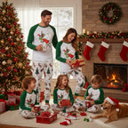 Christmas Green Pajamas Set With Cartoon Pattern Print
