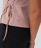V Neck Wrapped Crisscross Lace Up Work Vest
