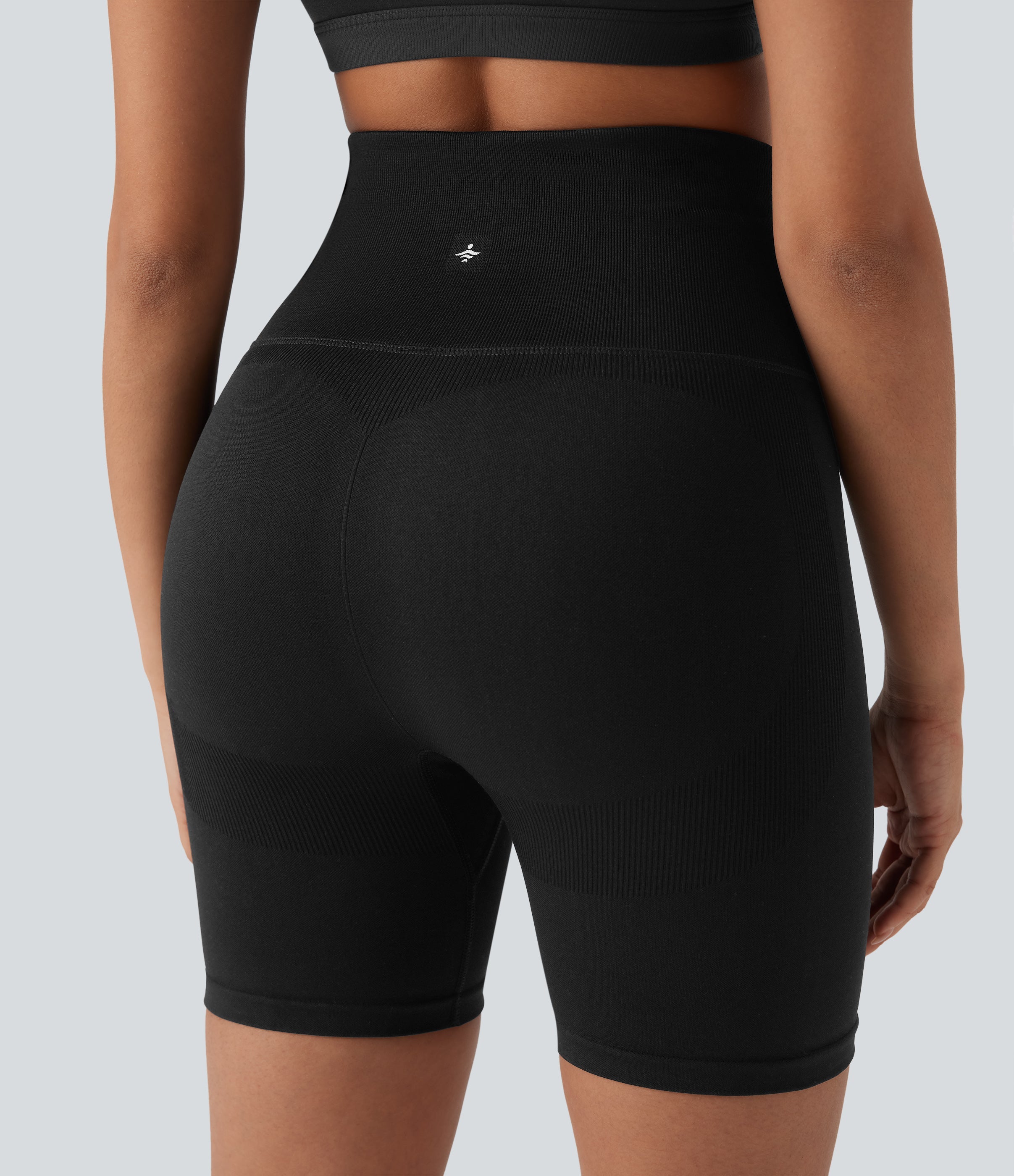 Seamless Flow Foldover High Waisted Color Block Workout Biker Shorts