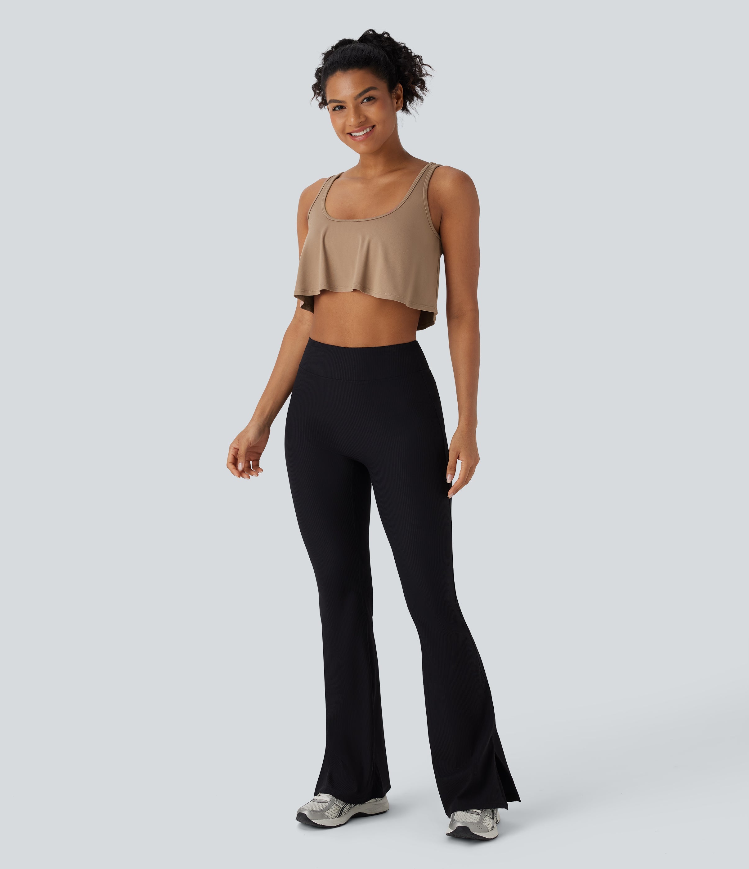 U Neck Draped Cropped Yoga Tank Top