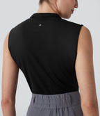 SoftlyZeroTM Airy V Neck Zipper Sleeveless Cool Touch Work Blouse-UPF50+