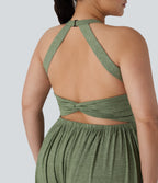 Backless Twisted Harem Casual Plus Size Jumpsuit with Side Pocket-Easy Peezy Edition
