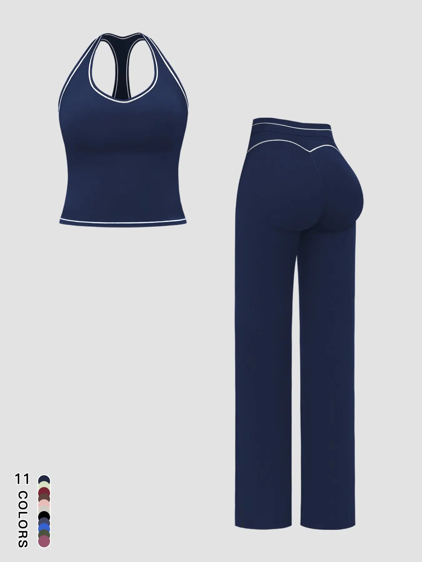 Sports Women's Quick-Dry Halter Tank Top Outdoor Yoga Tummy-Control Flared Pants Casual Active Wear for Spring and Fall