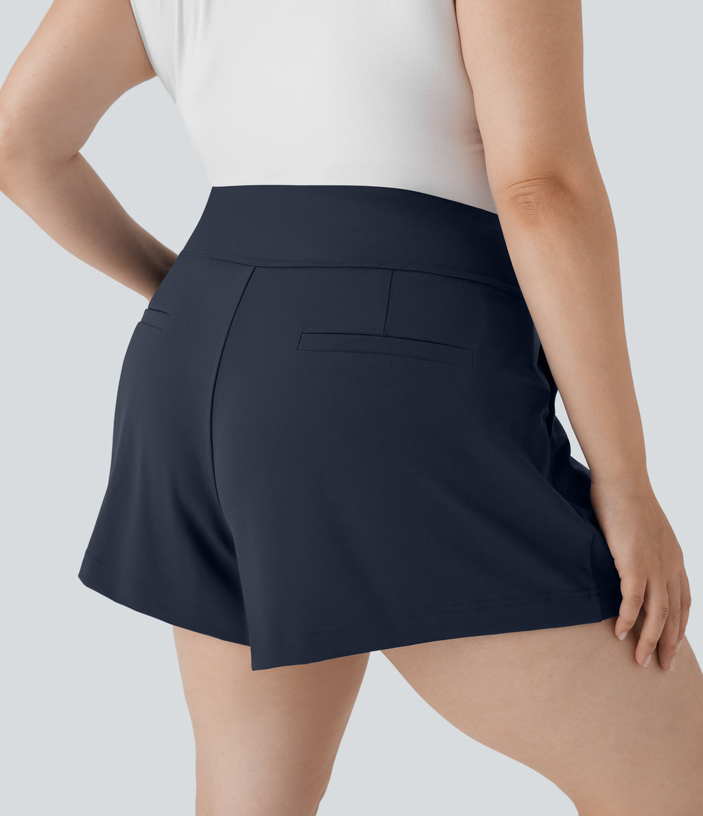 Plus Size High Waisted Work Shorts with Pockets