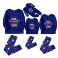 Christmas Family Matching Pajamas-Cozy Blue Pjs Set with "Christmas Crew Making Memories Together"  and Christmas Tree Pattern Print