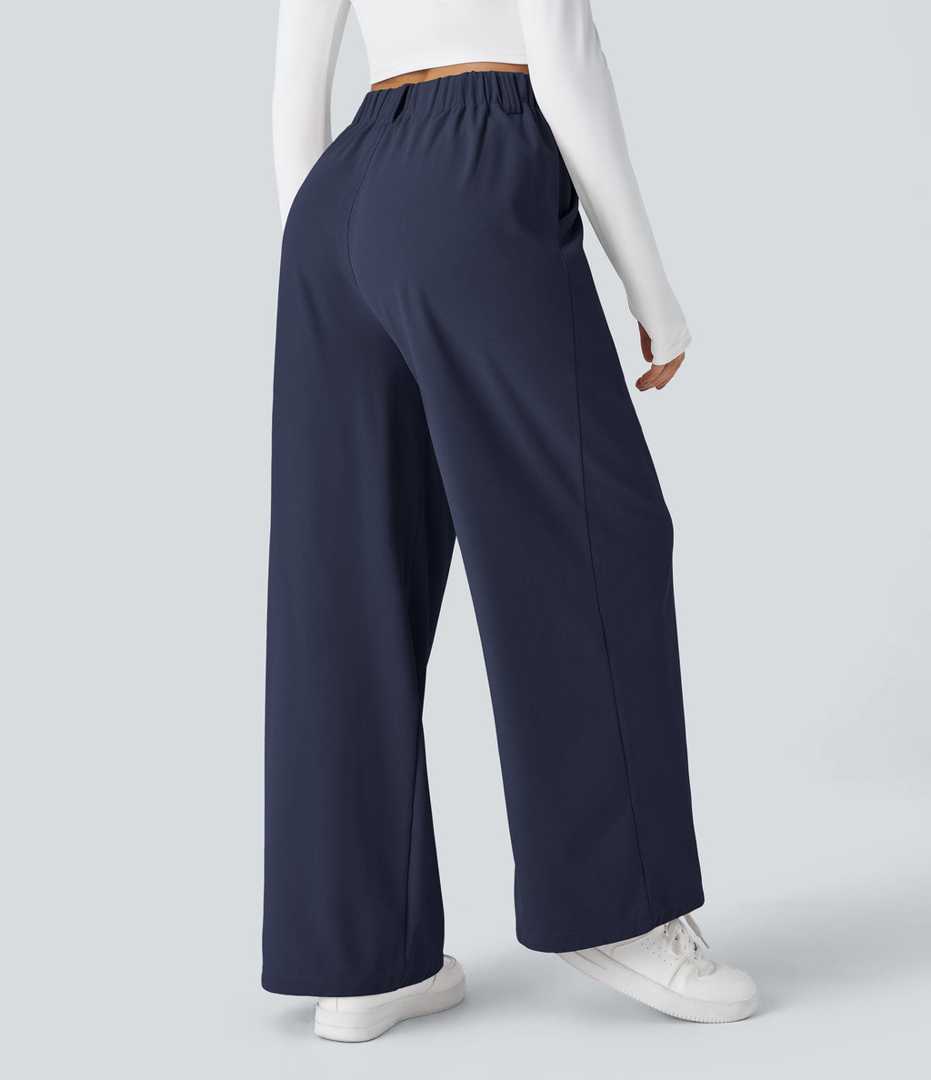 FlexTM High Waisted Side Pocket Wide Leg Waffle Work Pants