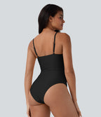 Ruched Texture Sheen One Piece Swimsuit