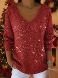 Christmas Round Neck Sparkling Knit Top