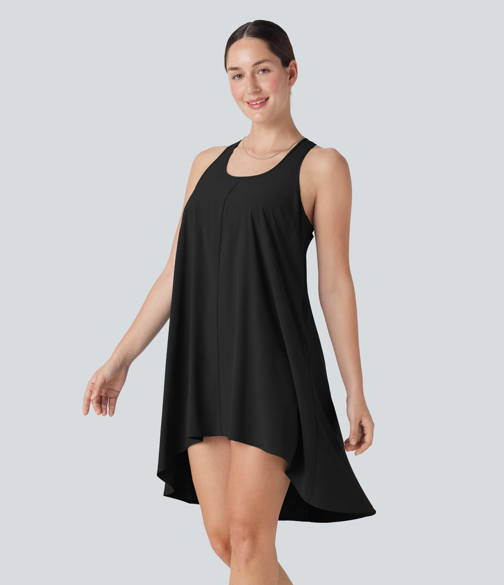 BreezefulTM RacerPocket High Low Flowy Mini Quick Dry Casual Dress-D/DD/DDD/F Cups