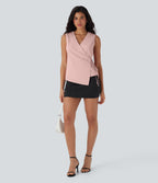 V Neck Wrapped Crisscross Lace Up Work Vest