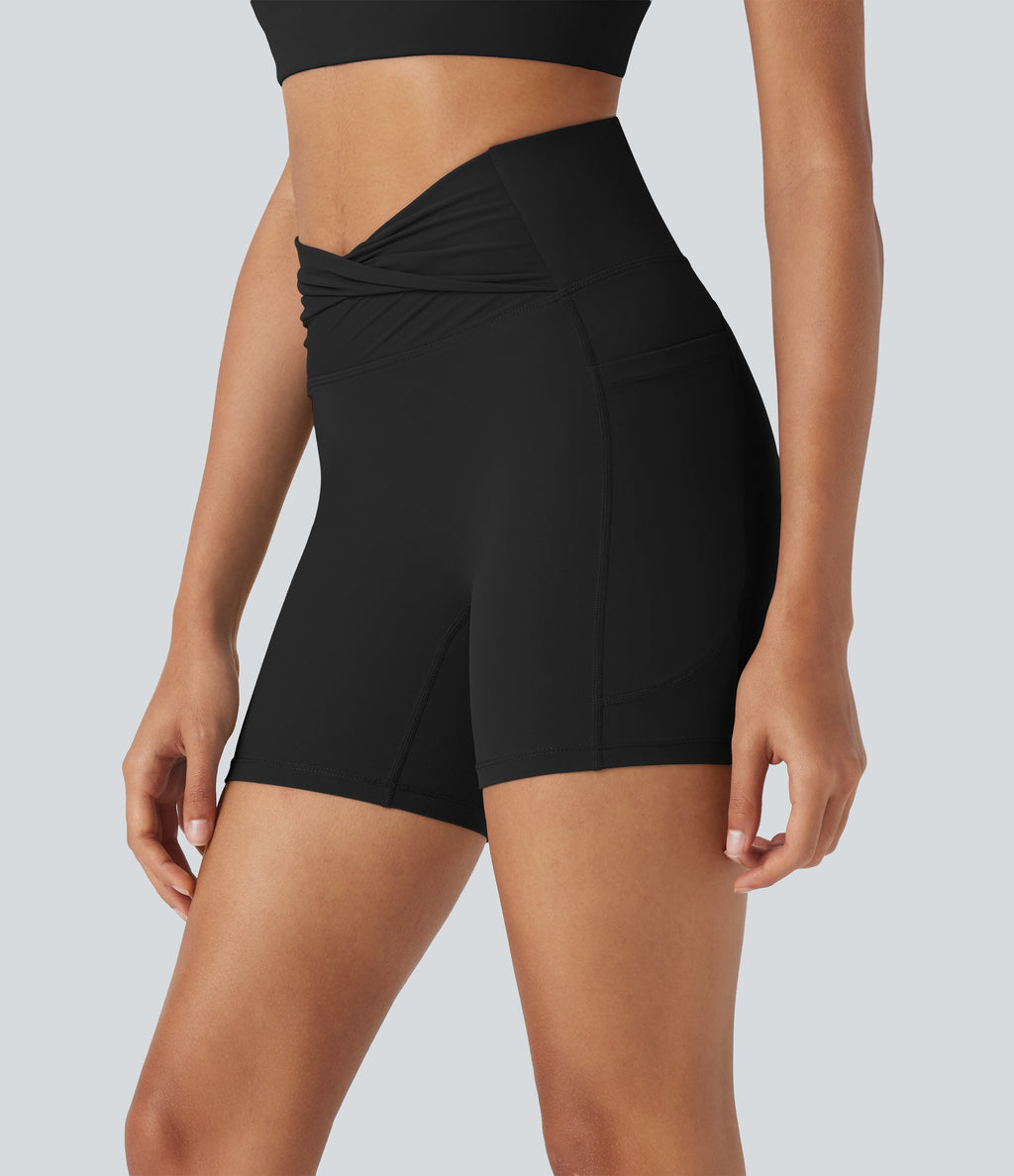 UltraSculptTM High Waisted Yoga Biker Shorts 5'' with Pockets