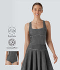 FlexTM Square Neck Racerback Cool Touch Washed Denim Tennis Bodysuit