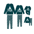 Christmas Family Matching Pajamas-Dark Green&Deer Patterned Pjs Set with Christmas Tree and “Merry Christmas” Letter Print