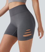 Seamless Flow High Waisted Cut Out Yoga Biker Shorts 4''