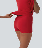 SoftlyZeroTM Airy Halter Adjustable Buckle Contrast Mesh Cool Touch Yoga Active Dress-Easy Peezy-UPF50+