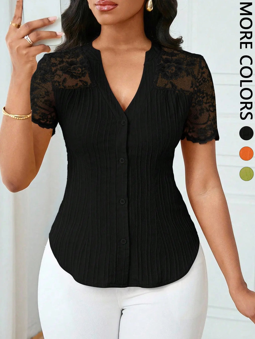 Women's Solid Color Simple Basic Commuter Casual Fitted Shirt Summer Style, Ladies Plain Design Office Wear, Comfortable and Stylish Blouse Tops