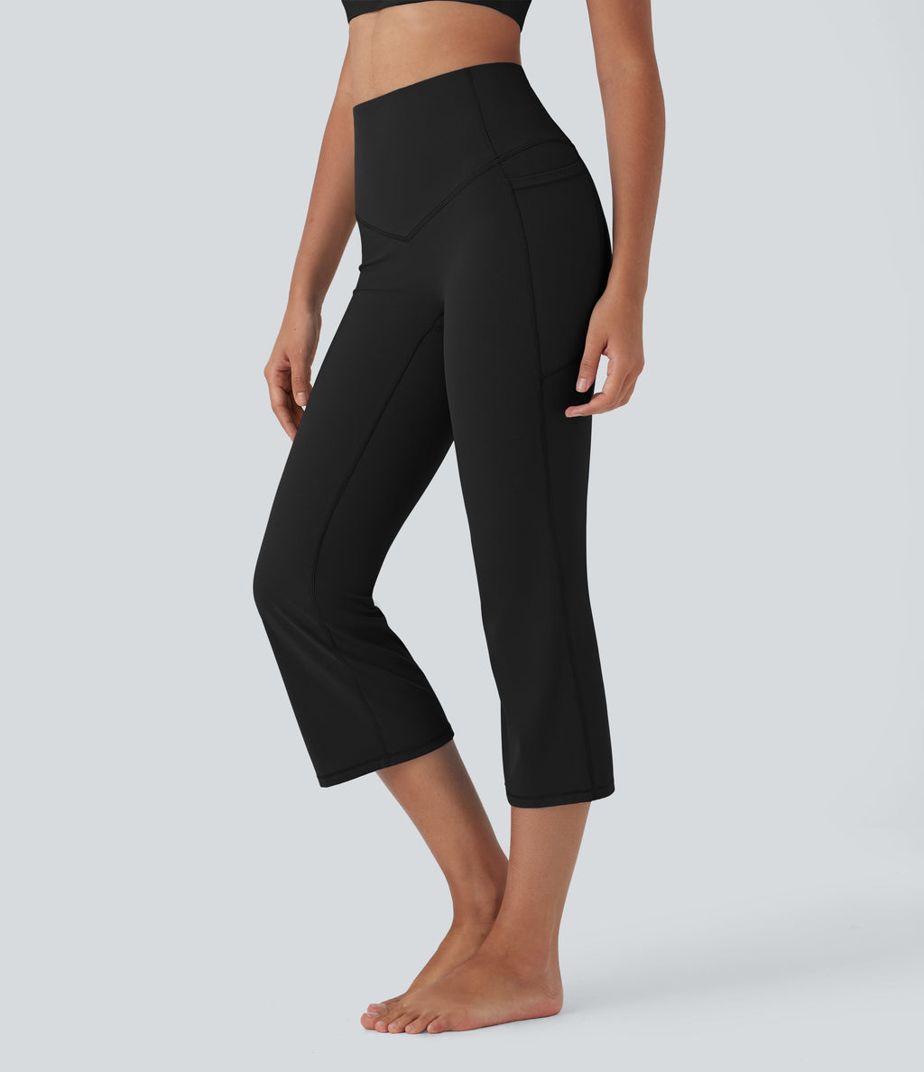 UltraSculptTM SoCinched High Waisted Tummy Control Cropped Yoga Bootcut Leggings with Pockets