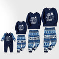 Joyful Blue Christmas Pajamas Set with Snowman and Slogan Designs