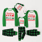 Green Raglan Top Green Plaid Christmas Pajamas Set With Cute Gnomes and  “Christmas WITH MY GNOMIES” Print
